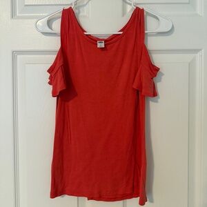 Old Navy Shirt Womens Light Red Cold Shoulder Short Sleeve Blouse